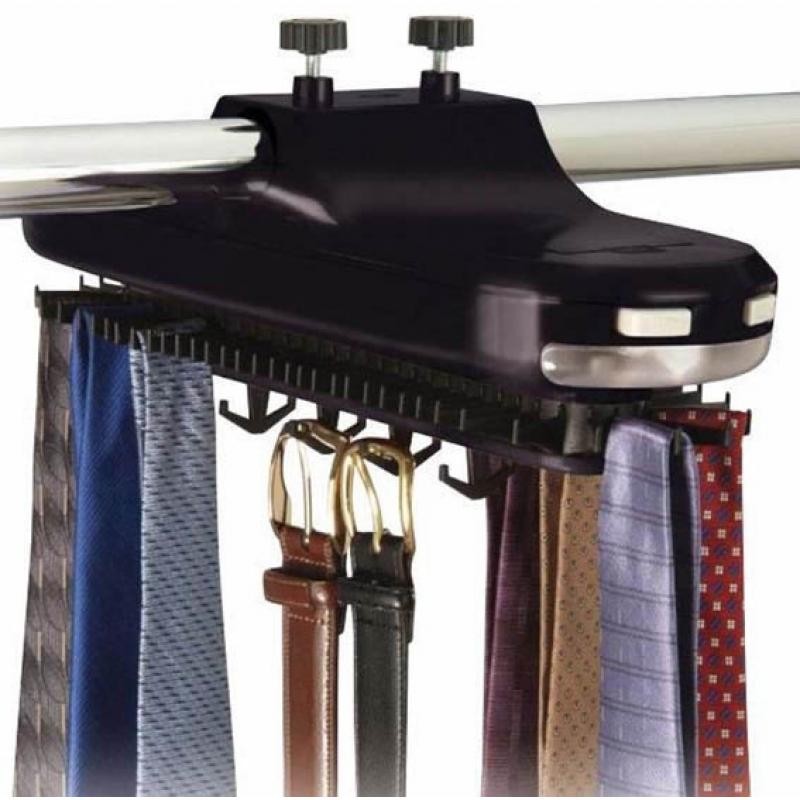 Revolving Closet Organizer & Neck Tie Storage Caddy Display for Mens Accessories HALAWAKA Electric Motorised Tie Rack Automatic Revolving Tie Rack And Belt Rack Holds up to 30 Ties 