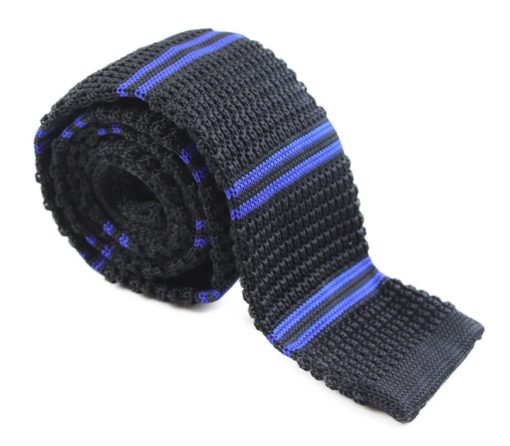 Black and Royal Blue Knit Tie