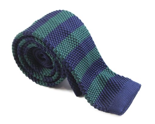 Bottle Green and Navy Knit Tie