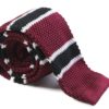 Maroon, Black and White Knit Tie