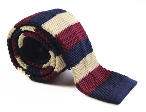 Navy, Latte and Maroon Knit Tie